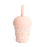 Pink Daisy Mini Smoothie Cup & Straw 200ml