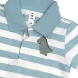 T-Rex Stripe Polo Shirt - Marine Blue / Almond Milk