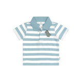 T-Rex Stripe Polo Shirt - Marine Blue / Almond Milk