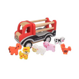 Wooden Pullback Farm Truck with Animals