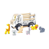 Wooden Pullback Zoo Truck with Animals