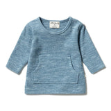 Organic Waffle Pocket Top - Bluestone