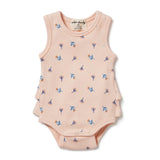 Wilson and Frenchy Little Flower Organic Rib Ruffle Bodysuit