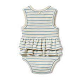 Wilson and Frenchy Petit Blue Organic Ruffle Bodysuit